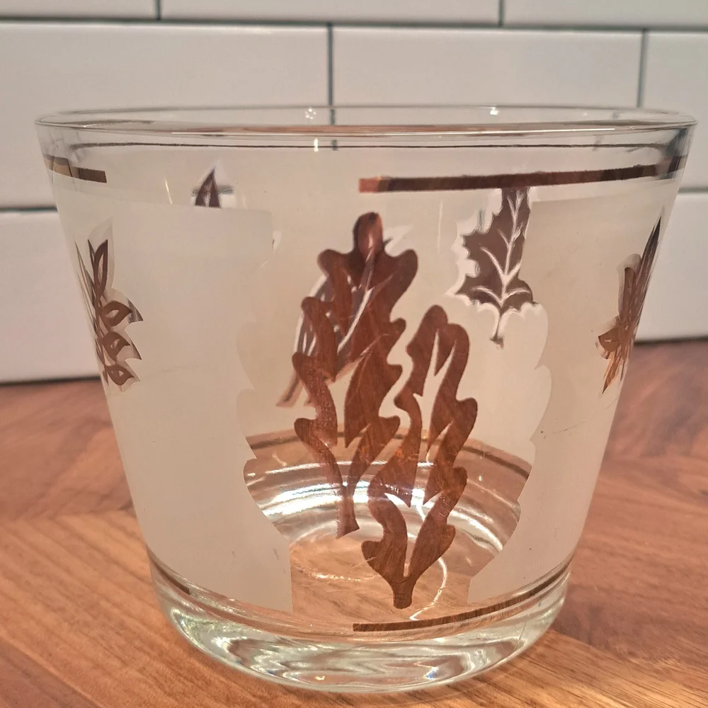 Libbey Brown Leaf Design Glass